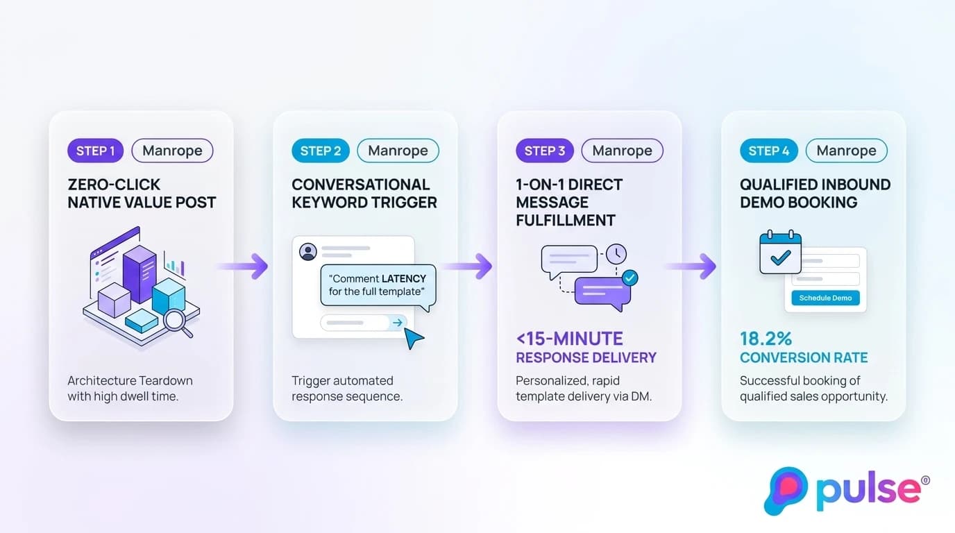 Tactical workflow diagram illustrating the zero-click to enterprise demo conversational funnel