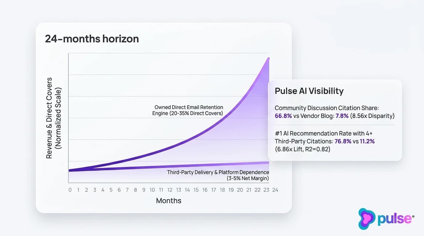 Data graph illustrating restaurant guest retention revenue curves and AI search engine citation distribution
